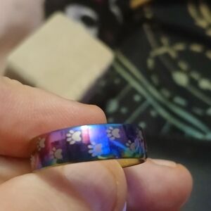 Colorful Paw Print Ring
